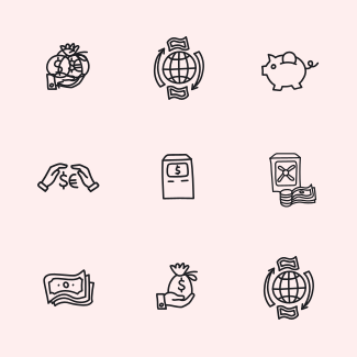 Finance and Banking Cconcept Signs icons pack