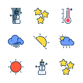 Weather (filled outline) icons pack