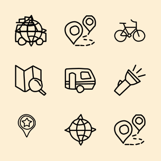 Camping hand drawn icons pack