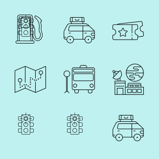 Transportasi Versi Outline icons pack
