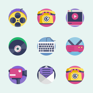 Media technology icons pack