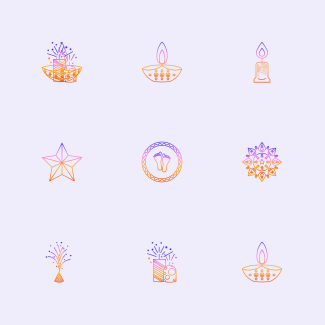 Diwali Gradient icons pack