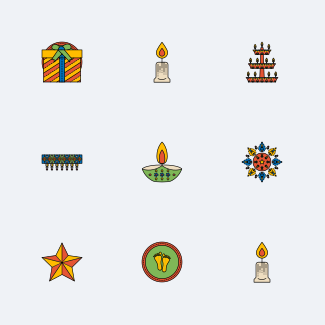 Colourful Diwali icons pack