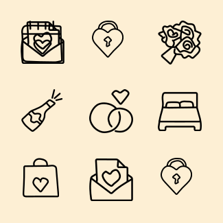 Wedding hand drawn icons pack