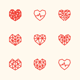 Geometric Hearts Valentine's Day icons pack