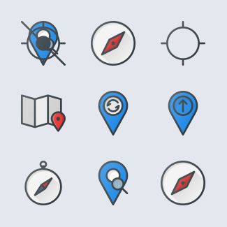 Maps and locations icons pack