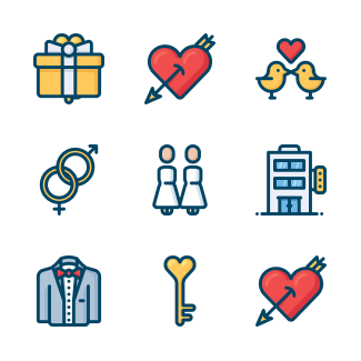 Love and wedding icons pack