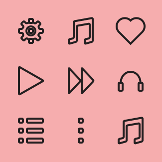 Music Media Player - Outline Basic icons pack
