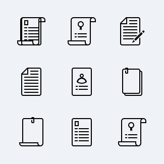 Paper sheet. Business document. icons pack