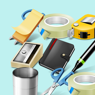 Office supplies icons pack