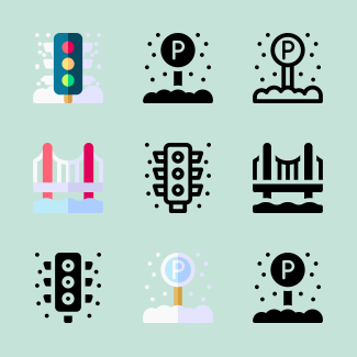 Winter town icons pack