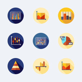 Charts and diagrams icons pack