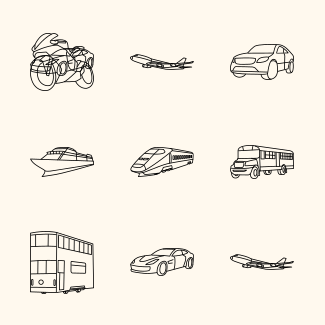 Transportation icons pack