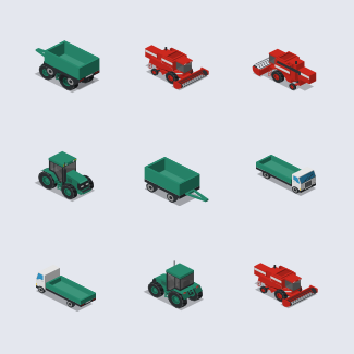 Isometric Farm - Vehicles icons pack