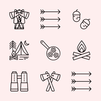 Camping icons pack