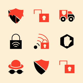 Security Double Color Red and black vol 4 icons pack