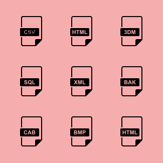 Dompicon Glyph File Format 2 icons pack