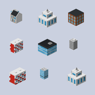 Isometric City Basic - Buildings icons pack