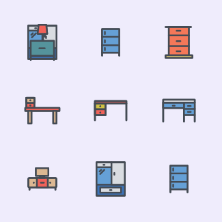 Furniture color 3 icons pack