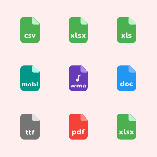 Common file extensions (audio & documents) icons pack