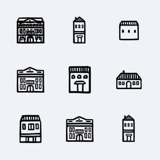 Hand Drawn Mediterranean Village icons pack