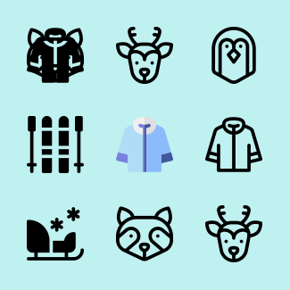 Winter nature icons pack