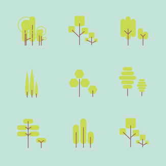 Freebie : Happy Trees Flat icons pack