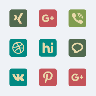Social Icons Round Corner Vintage icons pack