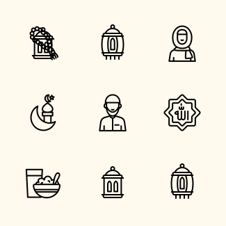 Ramadan Fasting Moslem Pray - Outline icons pack