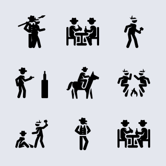 Wild west pictograms icons pack