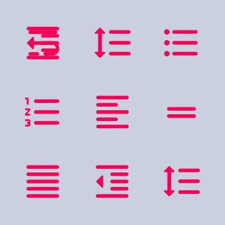 Spreadsheet - Alignment, Paragraphs & Lists icons pack