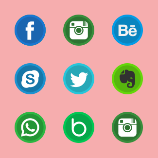 Social var 2 Flat icons pack