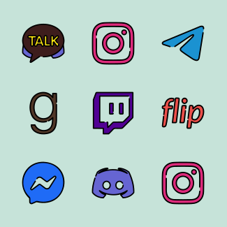 Social Network Linear Color icons pack