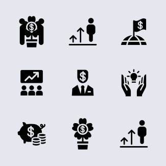 Business success icons pack