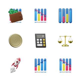 Smooth 3D Finance icons pack