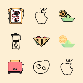 Breakfast icons pack