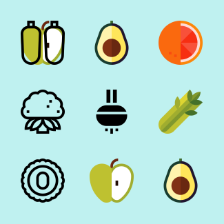 Fruits and Vegetables icons pack