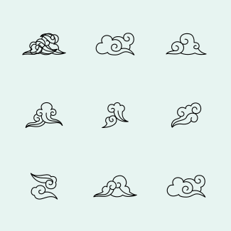 Abstract Cloud , Chinese Cloud , Curl cloud ,Decor icons pack