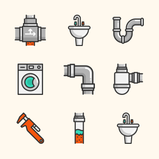 Plumbing elements icons pack