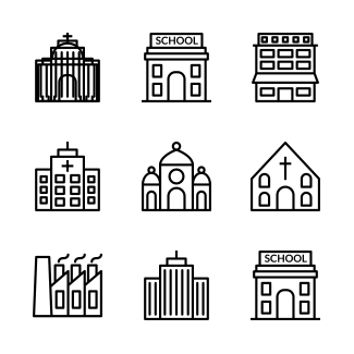 Buildings icons pack