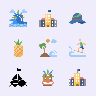 Hawaii icons pack