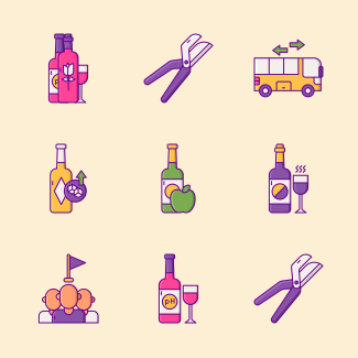 Winery icons pack