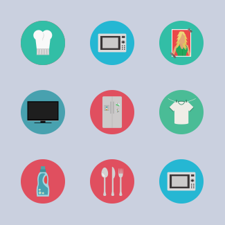 Home appliances icons pack