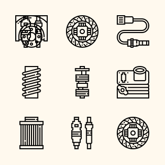 Automotive spare parts icons pack