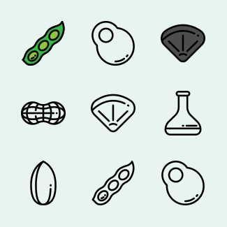 Allergenic food linear icons pack
