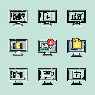 Computer functions icons pack