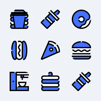 Food and Drink  Blue Field icons pack
