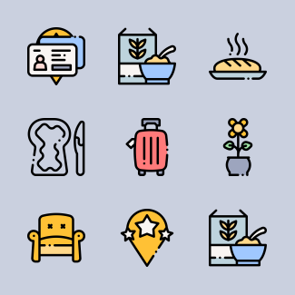 Bed and breakfast icons pack