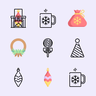 Christmas decoration icons pack